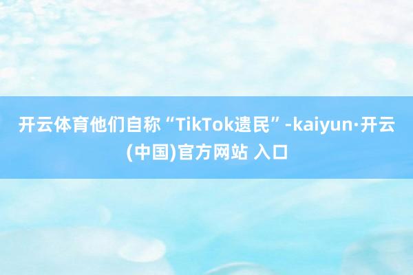 开云体育他们自称“TikTok遗民”-kaiyun·开云(中国)官方网站 入口